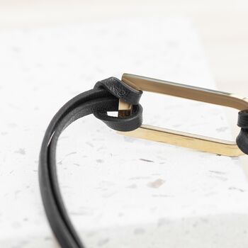 Personalised Men's Black Leather Bar Bracelet, 4 of 9