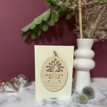 Personalised Wooden Diwali Gift Card, 4 of 9