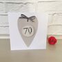 70th Heart Birthday Card ~ Handmade, thumbnail 2 of 3
