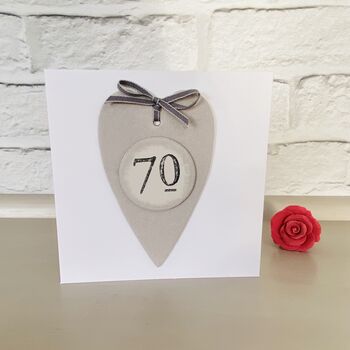 70th Heart Birthday Card ~ Handmade, 2 of 3