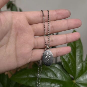 Fossil Leaf Oxidised Sterling Silver Necklace, 7 of 11