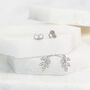Sterling Silver And Zirconia Leaf Earrings, thumbnail 1 of 11