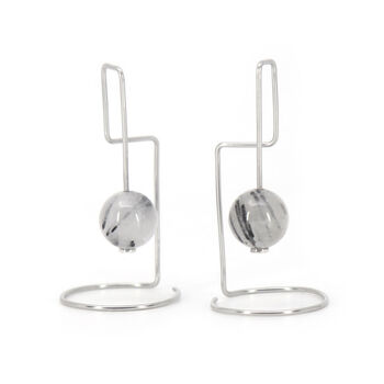 Labyrinth Nº Two Architectural Earrings With Semi Precious Stone, 4 of 8