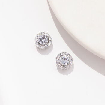 Silver Plated Crystal Round Stud Earrings, 2 of 3