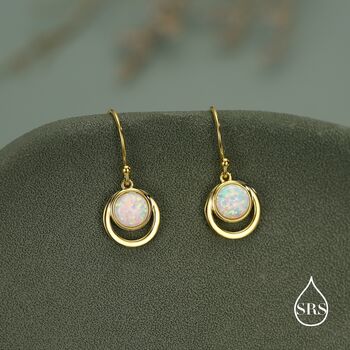 Opal And Circle Drop Hook Earrings In Sterling Silver, 6 of 11