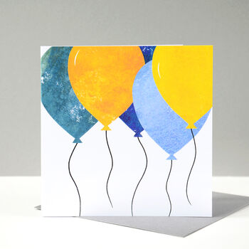 Mustard And Blue Balloons Birthday Card, 6 of 9