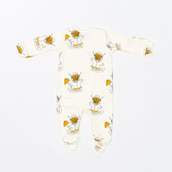 Highland Cow Baby Sleepsuit, Organic Cotton, 3 of 3