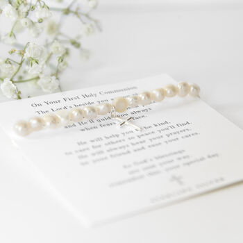 First Holy Communion Pearl Bracelet With Poem, 6 of 8