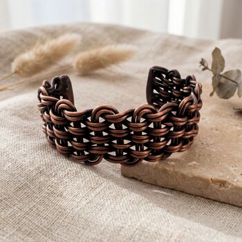 Wide Woven Copper Cuff Bracelet, 4 of 7