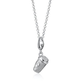 Takeaway Coffee Cup Charm Necklace, Sterling Silver Or 18ct Gold Plated, 7 of 11
