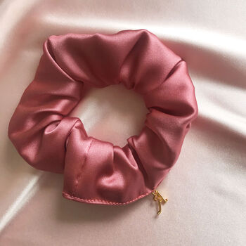 Personalised Silk Scrunchie With Gold Initial Charm, 3 of 6