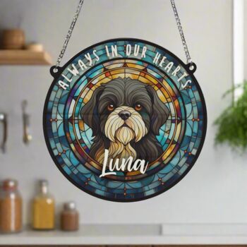 Shih Tzu Black And White Memorial Suncatcher, 5 of 6