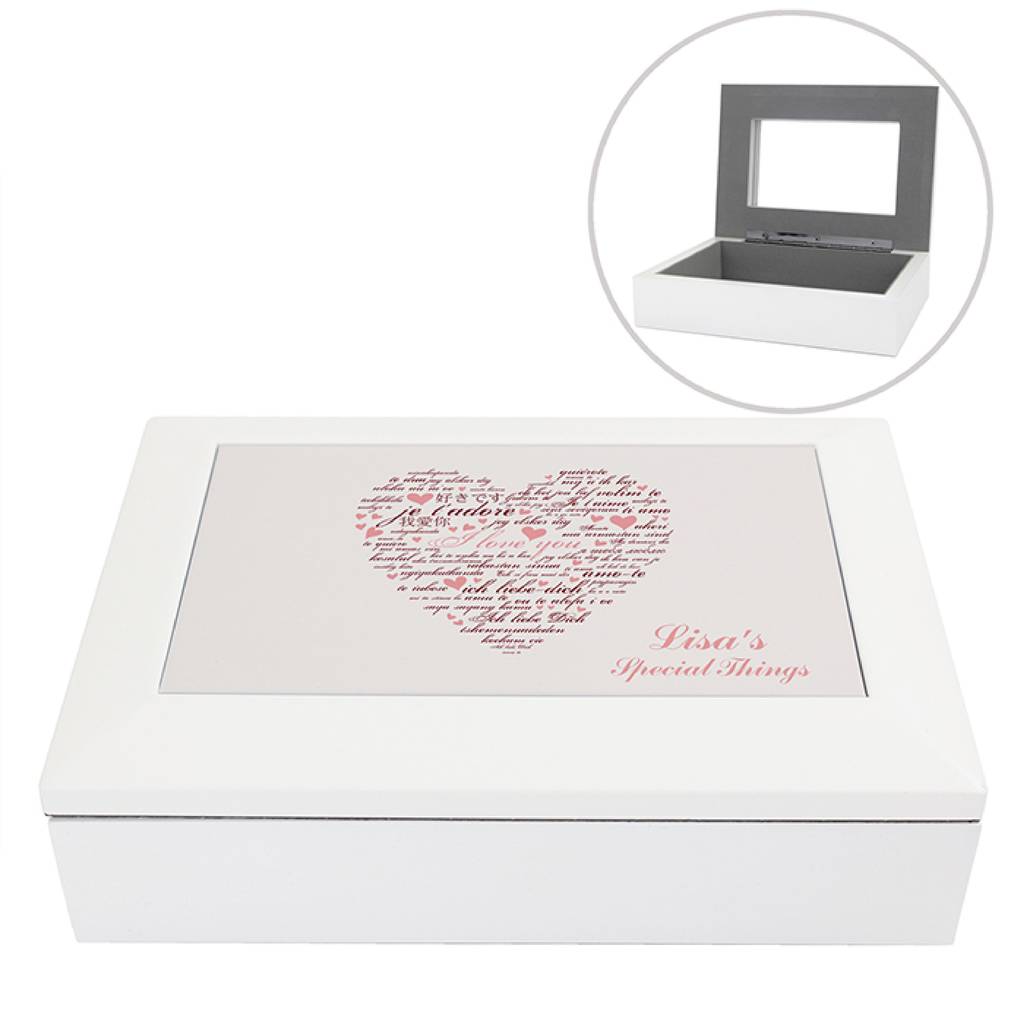 Personalised Heart Jewelry Box With Mirror By Sassy Bloom As seen on TV ...