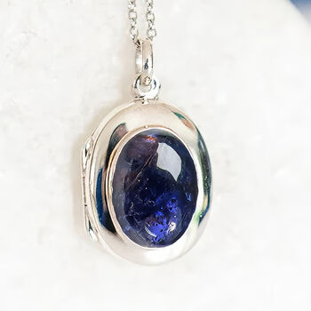 Personalised Sterling Silver Iolite Gemstone Locket, 3 of 11
