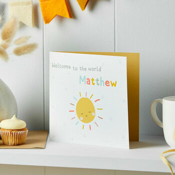 Personalised Sunshine Congratulations New Baby Card, 2 of 3