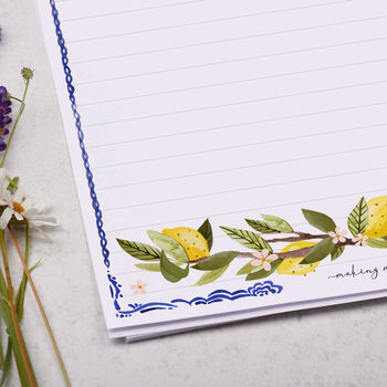 A4 Letter Writing Paper With Mediterranean Lemon Border, 2 of 4