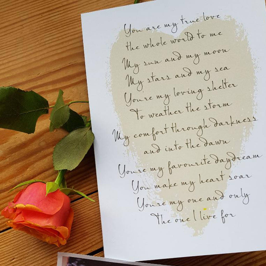True Love Poem Card For Anniversary Wedding By Giddy