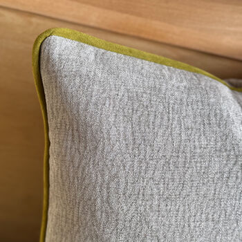 Luxury Soft Brushed Linen Blend Cushion Light Grey With Optional Piping, 5 of 5