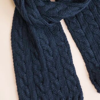 Navy Cable Knit Winter Scarf, 4 of 5