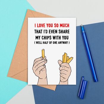 Funny Romantic Large Size Chip Lovers Card, 2 of 2