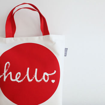 Hello Balloon Tote Bag Red, 3 of 7