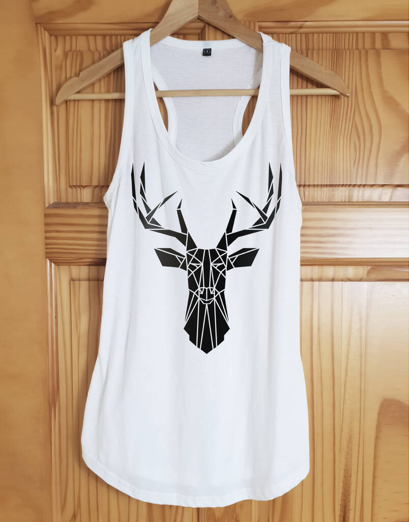 Ladies Stag Print Tank Top By Stencilize