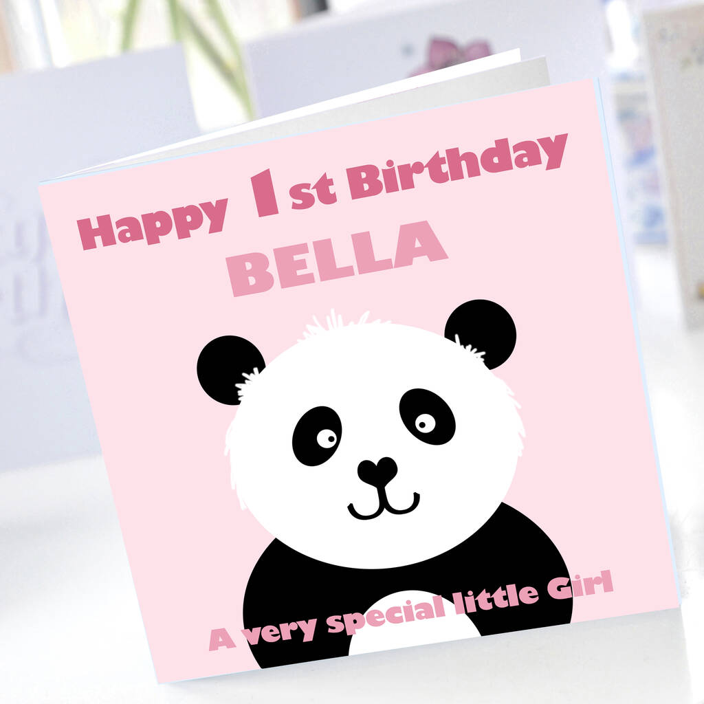 Personalised Girl's Panda 1st Birthday Card By Amanda
