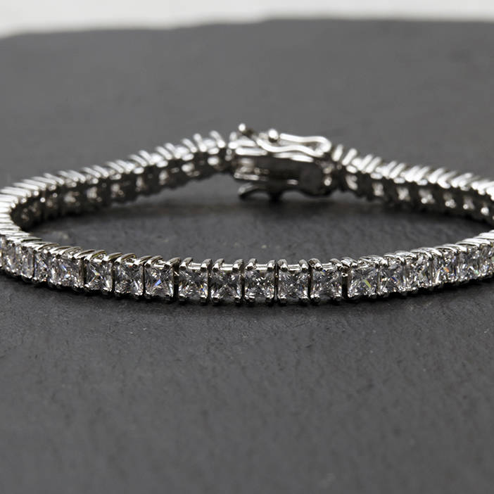 Square Cut Crystal Tennis Bracelet By Queens & Bowl ...