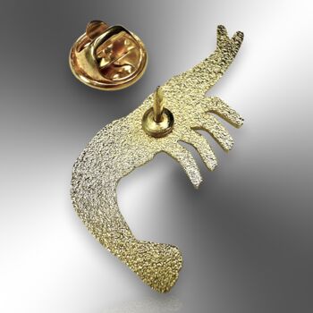 Prawn Shrimp Hard Enamel Pin Badge, Unusual Friendship Gift, Seafood, Sea Life Brooch, Sparkling Arthropod Jewellery, 6 of 8