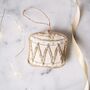 Luxury Irish Linen Festive Drum Christmas Tree Decoration, thumbnail 5 of 6