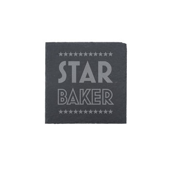 Great British Baker 'Star Baker' Square Slate Coaster, 2 of 2