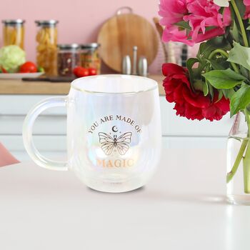 Double Walled Glass Mug Iridescent You Are Made Of Magic, 4 of 7