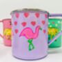 Hand Painted Enamel Mug | Purple Flamingo, thumbnail 2 of 3
