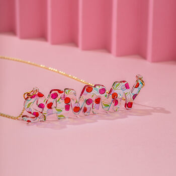 Personalised Iridescent Cherry Name Necklace, 3 of 5
