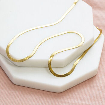 Gold Plated Base Layering Flat Snake Chain, 4 of 9