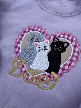 Applique Cats Glitter Personalised Kids Sweater, 2 of 4