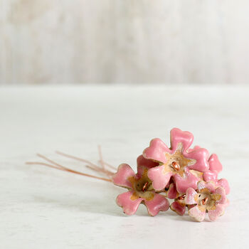 Handmade Ceramic Primrose Flower Stems Set | Fuchsia Pink, 3 of 8