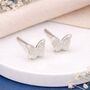 Sterling Silver Butterfly Stud Earrings – 7mm, thumbnail 1 of 8