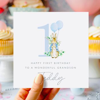 Personalised Flopsy Bunny + Pink Balloons Birthday Card *Age Options, 4 of 4