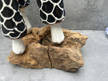 Hand Carved Teak Root Wooden Mushroom Statue Home Gift, 4 of 11