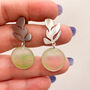 Transparent Light Green Silver Leaf Statement Earrings, thumbnail 6 of 12