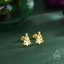 Tiny Christmas Tree Stud Earrings In Sterling Silver, thumbnail 5 of 10