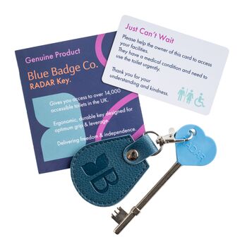 Eco Friendly Keyring With Disabled Toilet Radar Key In Peacock, Made From Recycled Bottles, 3 of 4