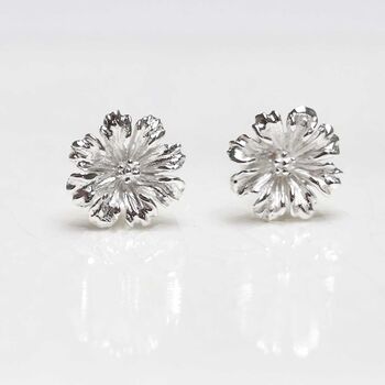 Sterling Silver Cosmos Flower Studs, 5 of 9