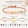 Personalised Curve Bar Birthstone Bracelet Engrave Name Symbols, thumbnail 4 of 12