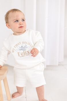 My First Holiday Personalised Embroidered Holiday Airport Sweatshirt Jumper, 5 of 8