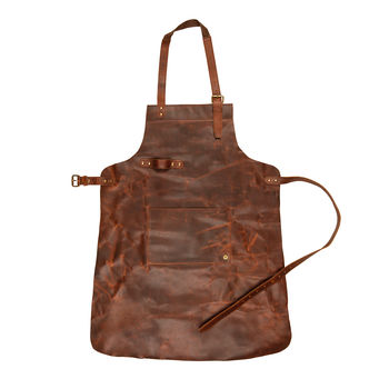 Personalised Full Grain Leather Apron With Pockets, 2 of 9