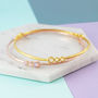 Opal Triple Stone Rose/Gold Plated Birthstone Bangle, thumbnail 2 of 3