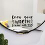 Know Your Worth Then Add Tax Mirror Decal, thumbnail 1 of 2