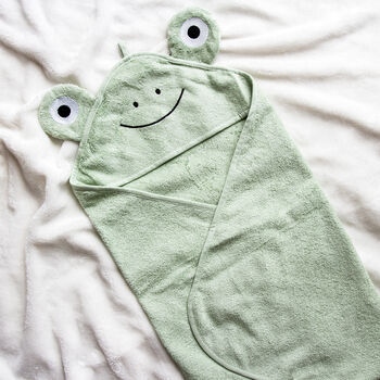 Personalised Baby Frog Hooded Cotton Towel, 6 of 11